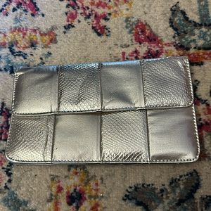 Intricately detailed silver aluminum clutch vintage